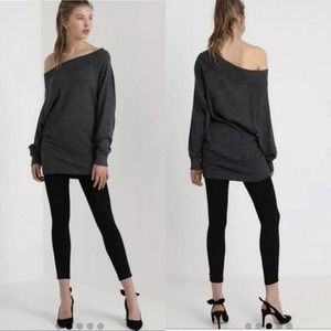 Free People Women Palisades Thermal Pullover Top Gray Large